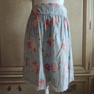 SOLD!!!  Blue Floral Knee Length Waisted Skirt Size 0/2